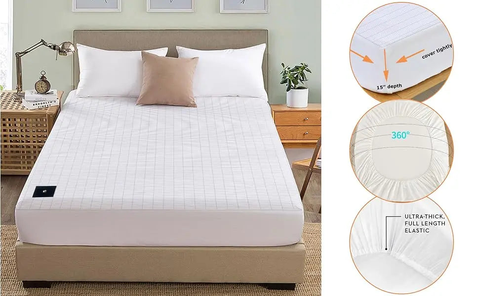 MAXSHARER Earthing Fitted Sheet Organic Cotton with Conductive Silver Fiber Grounding Bed Sheet Fitted Sheet for Nature Wellness