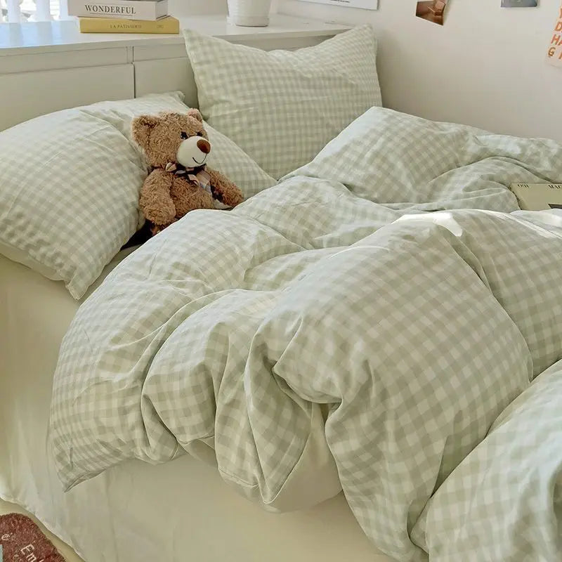 Ins Nordic Duvet Cover Set 2024 Summer New Twin Queen Size Kids Adult Flat Sheet Pillowcase No Filler Fashion Bed Linens