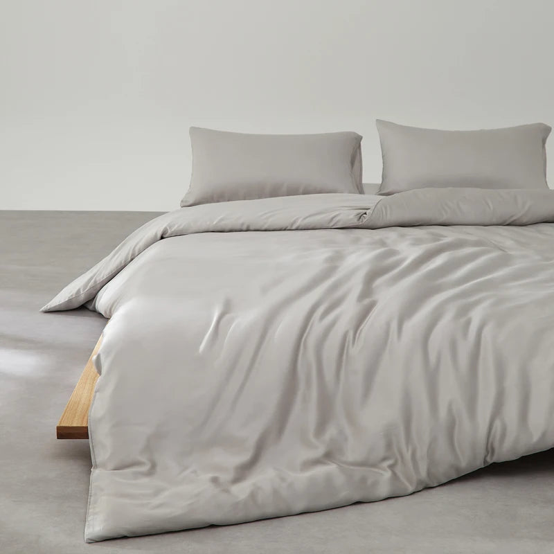 New Summer Cool Silky Quilt Cover for Bedroom Lyocell Solid Grey Brief Home Hotel Bed Linen Us Single Duvet Cover 168*228cm*1pc
