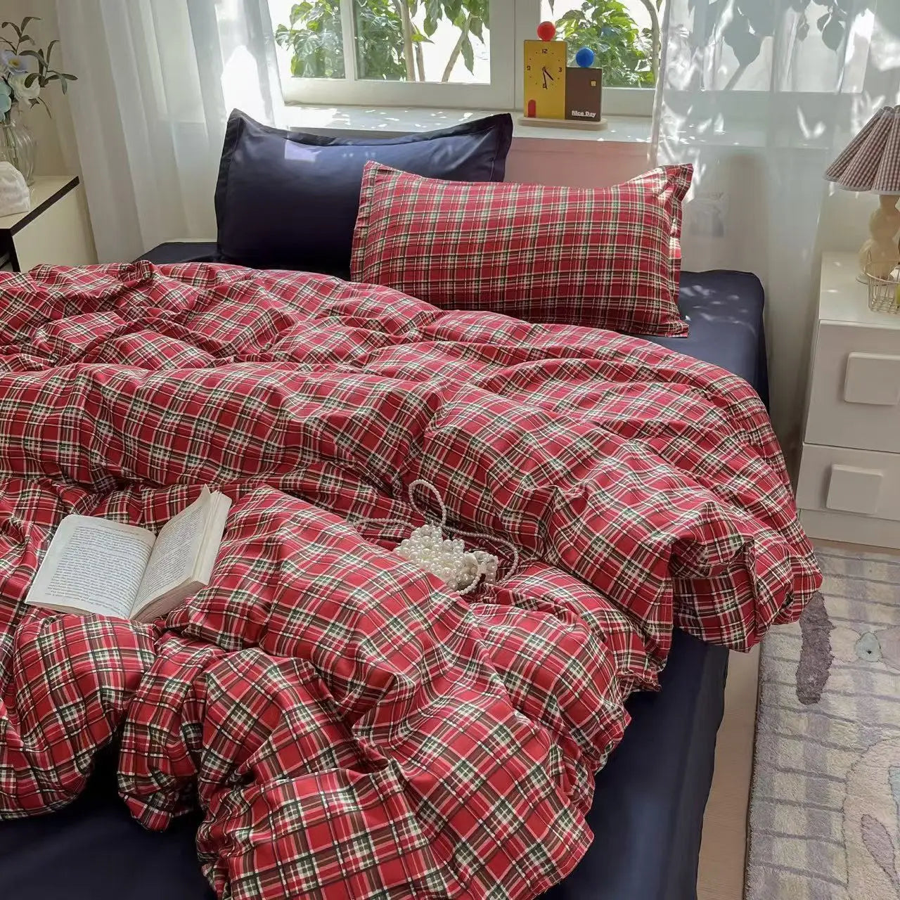 Ins Nordic Duvet Cover Set 2024 Summer New Twin Queen Size Kids Adult Flat Sheet Pillowcase No Filler Fashion Bed Linens