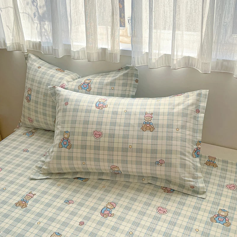 100% Cotton Duvet Cover Set Cute Cartoon Bedding Set 1 Duvet Cover 2 Pillow Shams Breathable Bed Set Single/Double/King/240x220