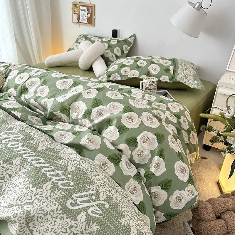 Ins Nordic Duvet Cover Set 2024 Summer New Twin Queen Size Kids Adult Flat Sheet Pillowcase No Filler Fashion Bed Linens
