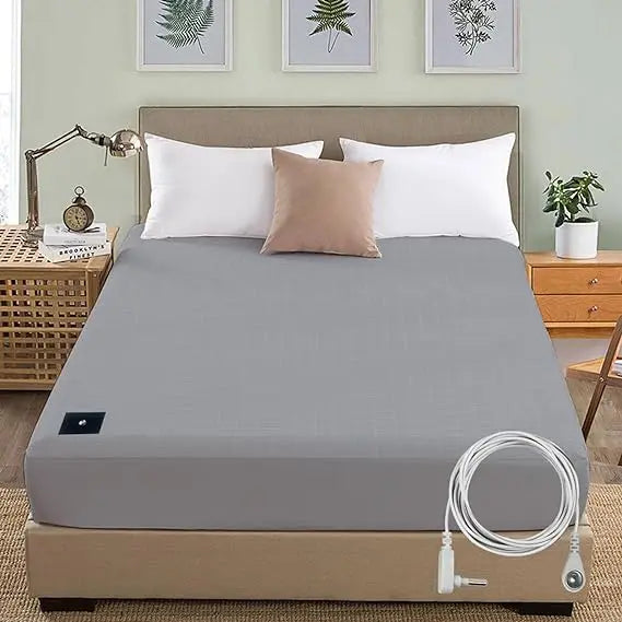 MAXSHARER Earthing Fitted Sheet Organic Cotton with Conductive Silver Fiber Grounding Bed Sheet Fitted Sheet for Nature Wellness