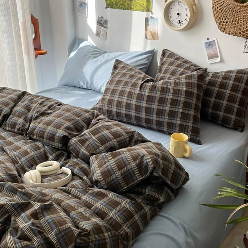 Ins Nordic Duvet Cover Set 2024 Summer New Twin Queen Size Kids Adult Flat Sheet Pillowcase No Filler Fashion Bed Linens