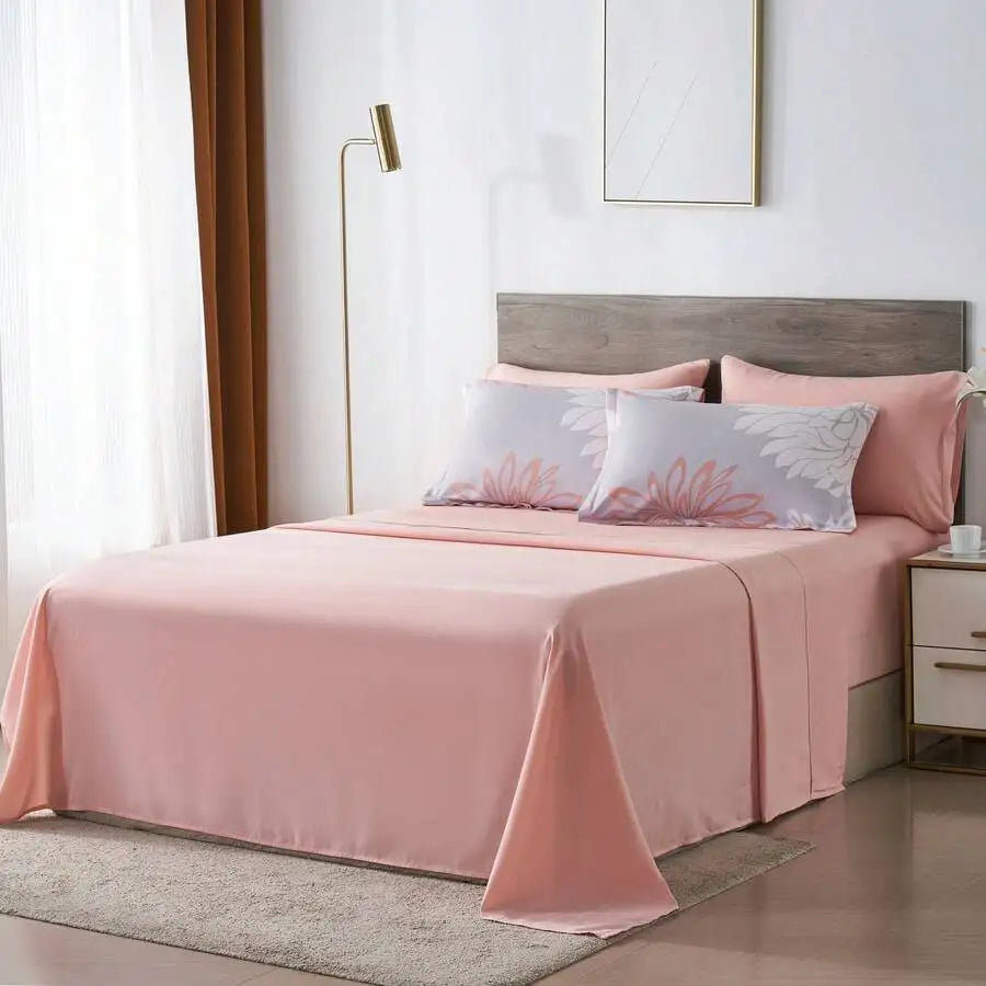 7 Pieces Chic Floral Printed Bed Comforter Sets, Queen King, Soft And Comfortable Summer Bedding Sets, Bed In A Bag, Hotel Bedro