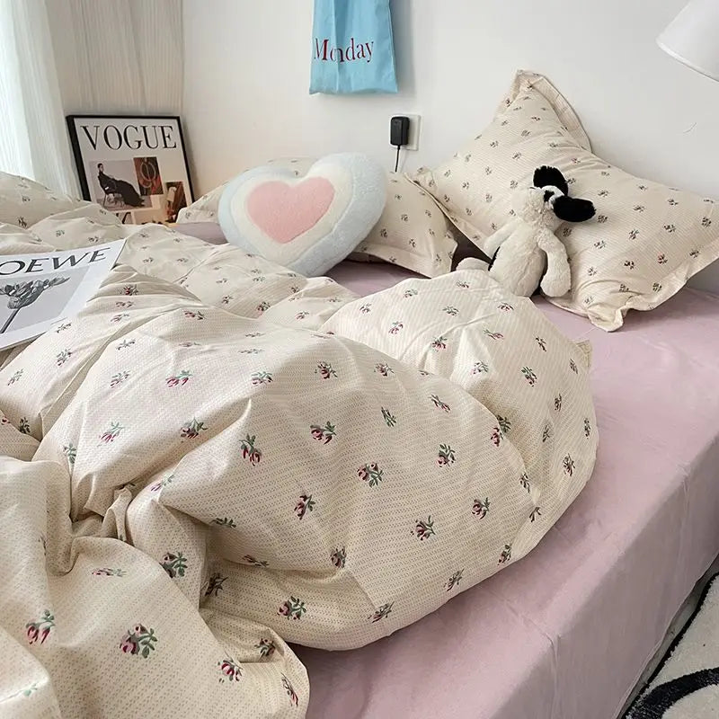 Ins Nordic Duvet Cover Set 2024 Summer New Twin Queen Size Kids Adult Flat Sheet Pillowcase No Filler Fashion Bed Linens