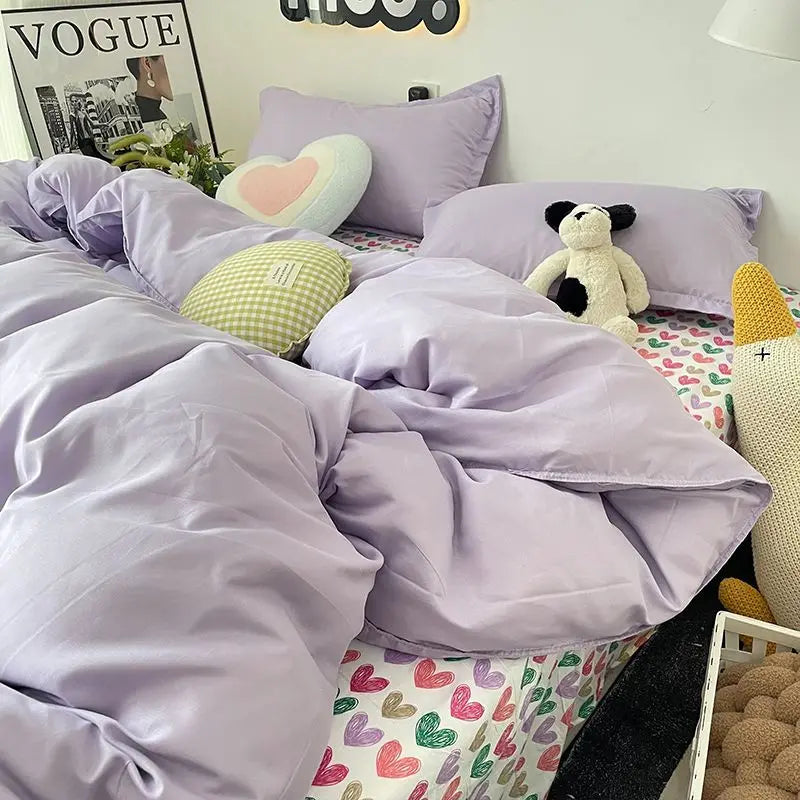 Ins Nordic Duvet Cover Set 2024 Summer New Twin Queen Size Kids Adult Flat Sheet Pillowcase No Filler Fashion Bed Linens