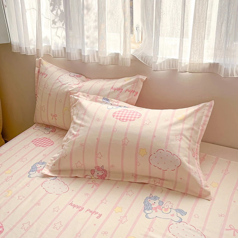 100% Cotton Duvet Cover Set Cute Cartoon Bedding Set 1 Duvet Cover 2 Pillow Shams Breathable Bed Set Single/Double/King/240x220