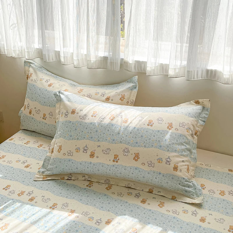 100% Cotton Duvet Cover Set Cute Cartoon Bedding Set 1 Duvet Cover 2 Pillow Shams Breathable Bed Set Single/Double/King/240x220