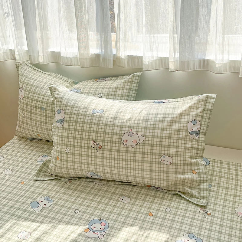 100% Cotton Duvet Cover Set Cute Cartoon Bedding Set 1 Duvet Cover 2 Pillow Shams Breathable Bed Set Single/Double/King/240x220