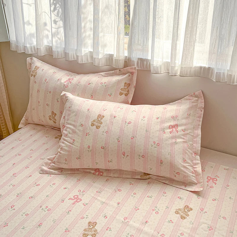 100% Cotton Duvet Cover Set Cute Cartoon Bedding Set 1 Duvet Cover 2 Pillow Shams Breathable Bed Set Single/Double/King/240x220