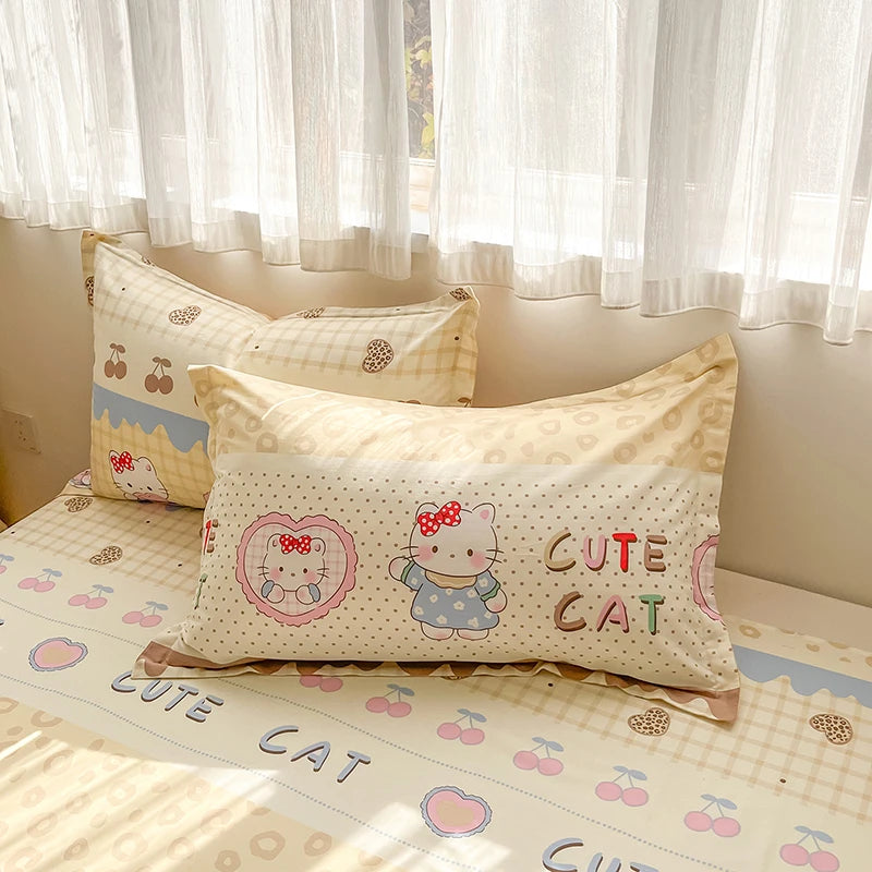 100% Cotton Duvet Cover Set Cute Cartoon Bedding Set 1 Duvet Cover 2 Pillow Shams Breathable Bed Set Single/Double/King/240x220