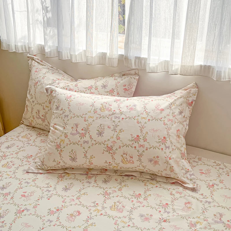 100% Cotton Duvet Cover Set Cute Cartoon Bedding Set 1 Duvet Cover 2 Pillow Shams Breathable Bed Set Single/Double/King/240x220