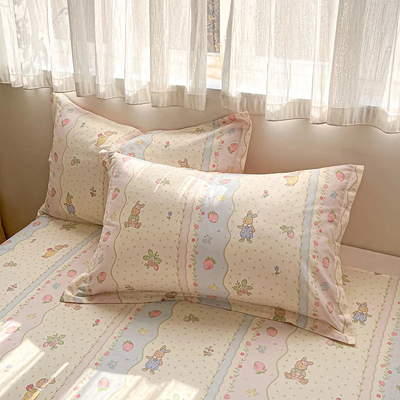 100% Cotton Duvet Cover Set Cute Cartoon Bedding Set 1 Duvet Cover 2 Pillow Shams Breathable Bed Set Single/Double/King/240x220